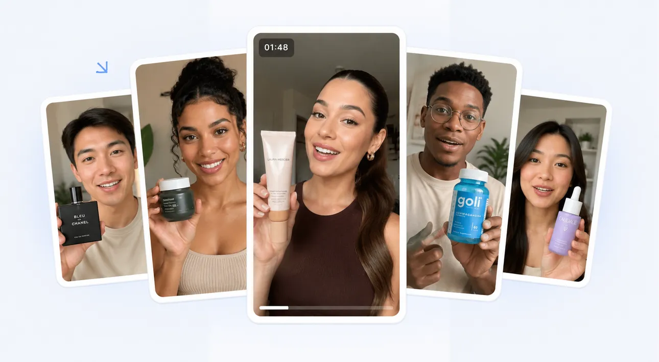 AI actor holding and demonstrating a product